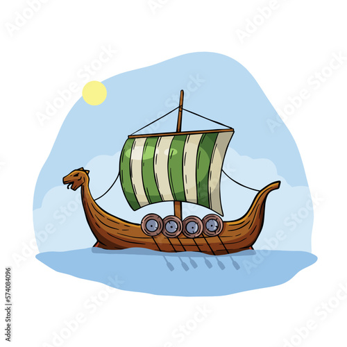 Viking boat. Nordic Drakkar