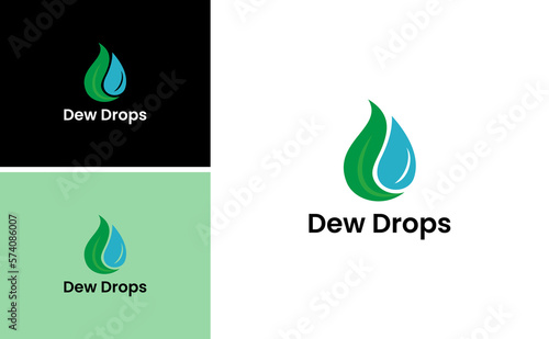nature dew drop logo leaf and water vector template
