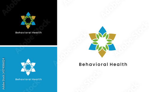 nature ornament leaf logo behavioral health vector template