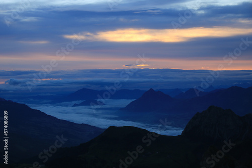 Sunrise view from Mount Brienzer Rothorn, Switzerland.