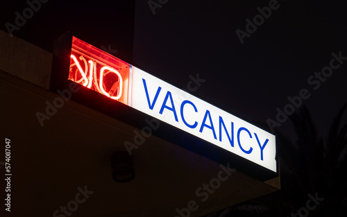 Illuminated neon No Vacancy sign