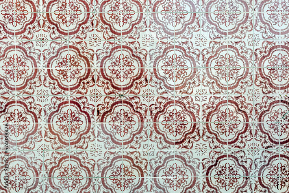 Antique tiles on a building facade in Algarve Antique tiles on a building facade in Algarve