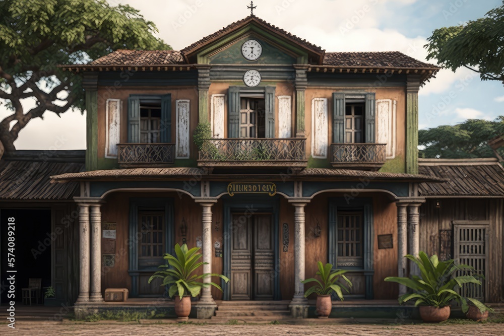 Illustration of an old and historical Brazilian home - Concept - Created with Generative ai