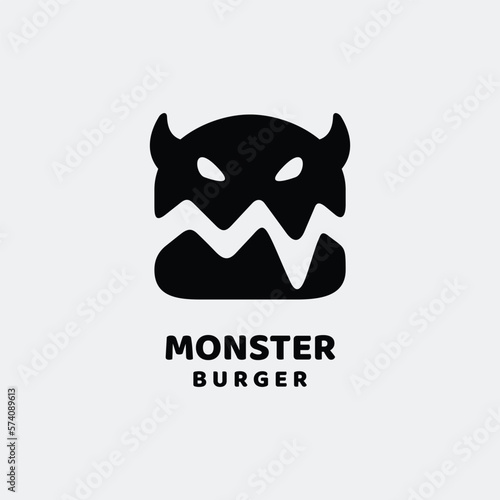 Simple Burger Monster logo design template