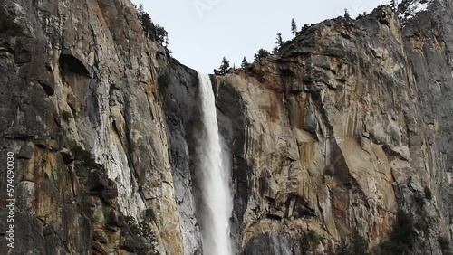 Top Of Bridal Veil Falls Yosemite National Park California Rock Wall With A Little Sky
 photo
