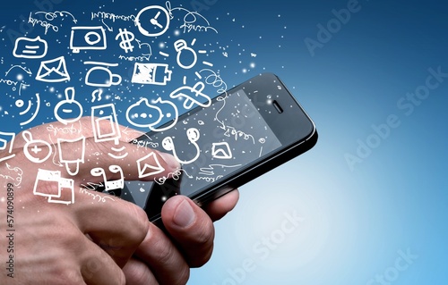 A person use phone with connecting computing technology