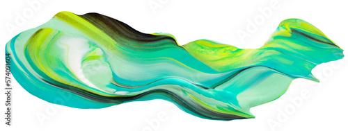 Green yellow Abstract Paint Stroke Fluid Liquid isolate