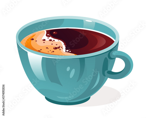 Cup of fragrant americano with foam. A cup of coffee. Vector illustration.