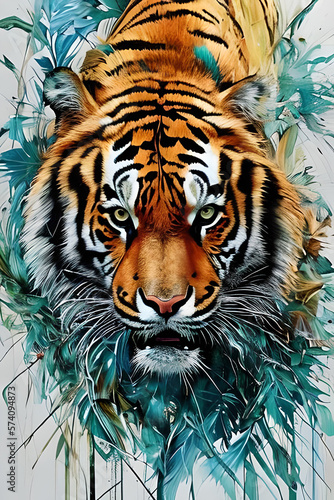Vivid Watercolor of a Tiger
