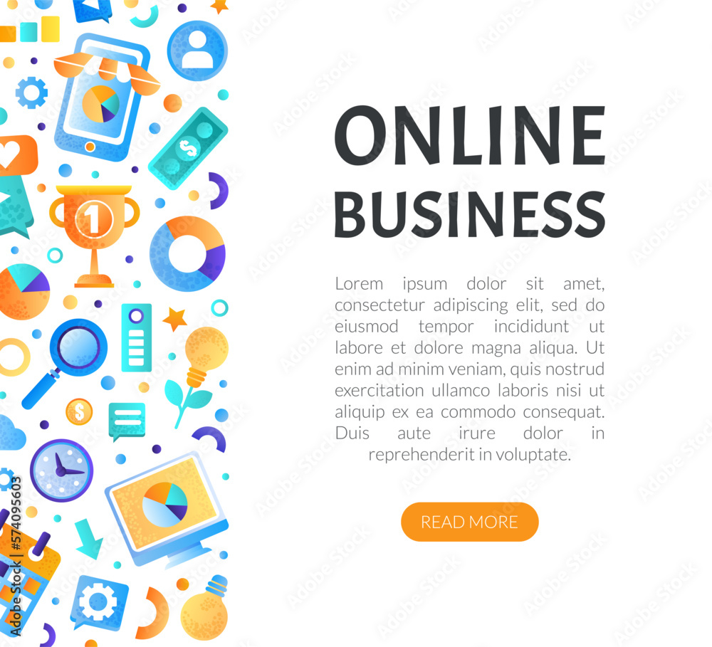 Online business landing page template. Business, finance and digital marketing website design vector