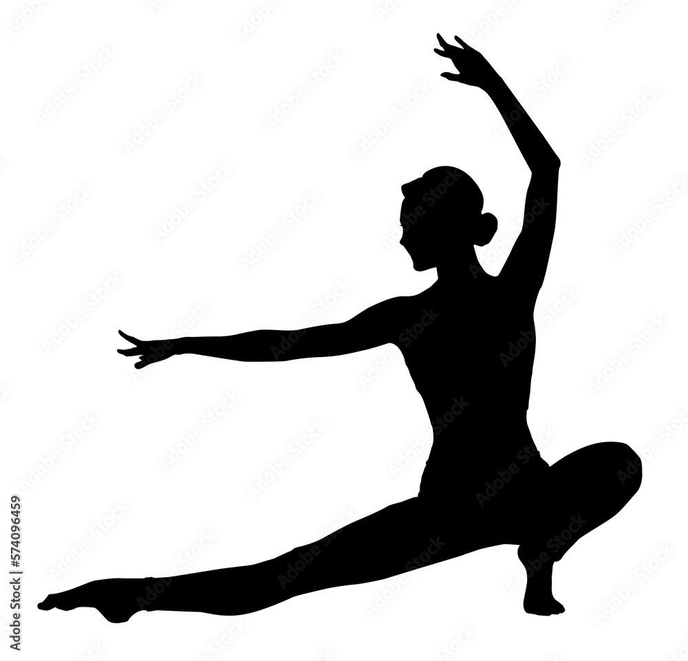 Silhouette of professional gymnast exercising on white background Silhouette of professional gymnast exercising on white background