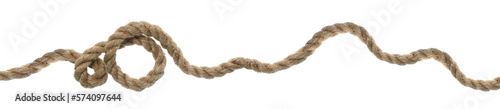 Hemp rope with loop on white background