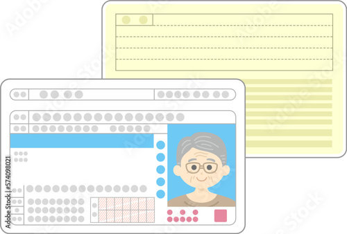 年配男性の、普通自動車免許証の両面のイラスト