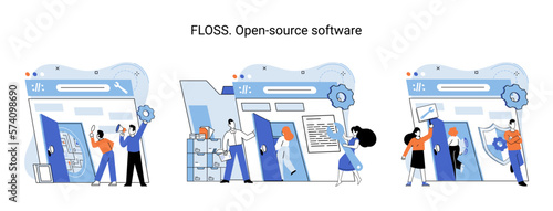 FLOSS. Open source software. Free product anyone can freely redistribute, modify and completely remake, can be improved, modernized thanks to inventions of users. Tiny programming language persons