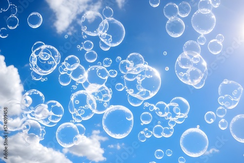 空に浮かぶシャボン玉　with generative ai