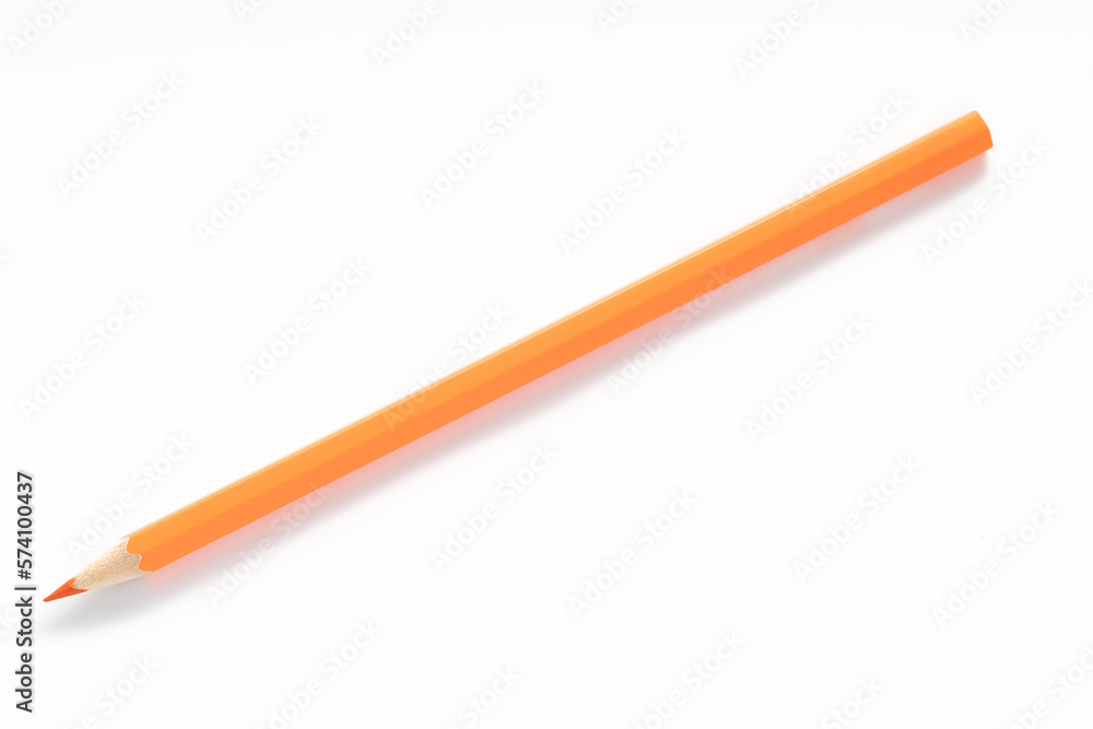 Closeup view of orange pencils on white background Closeup view of orange pencils on white background