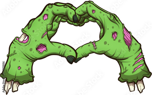 Valentine Zombie Hands. Vector clip art illustration with simple gradients. All in one single layer. © TheMaskedTooner
