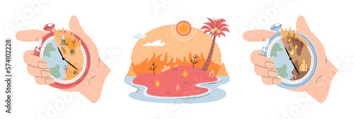 Climate change concept. Global warming metaphor. Nature environment danger, energy business industr, climate change saving planet, air pollution. Temperature rising animal extinction. Environment Day