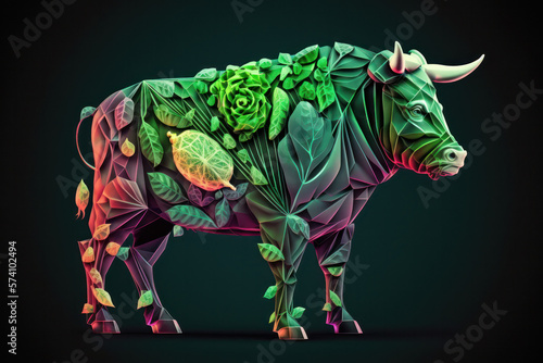Meat made of plants on dark background  AI Generated .