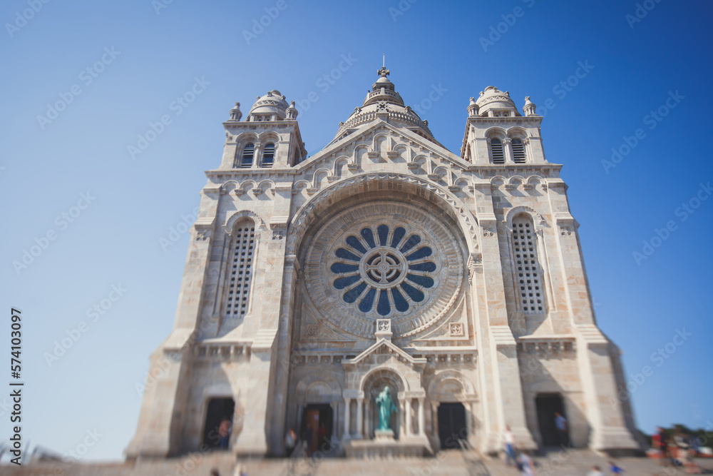 View of Basilica Santa Luzia Sanctuary Church in Viana do Castelo, Alto Minho, Norte Region of Portugal, with in a summer sunny day