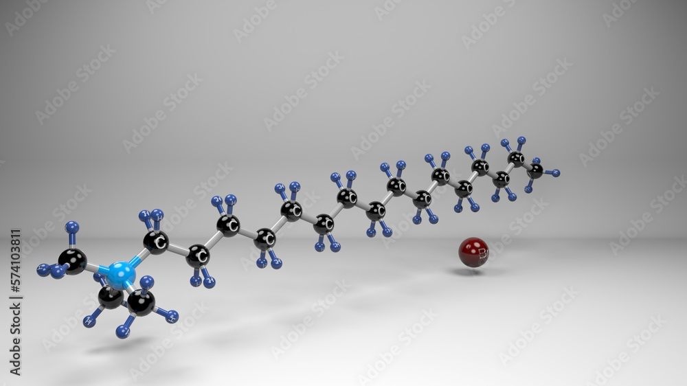Cetyltrimethylammonium bromide molecule. Molecular structure of CTAB ...