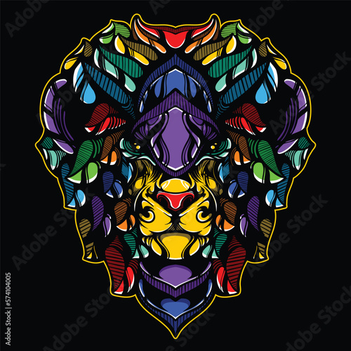 lolipop colorful decorative lion pattern mascot