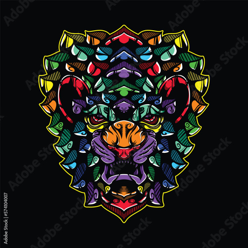 lolipop colorful decorative lion pattern mascot