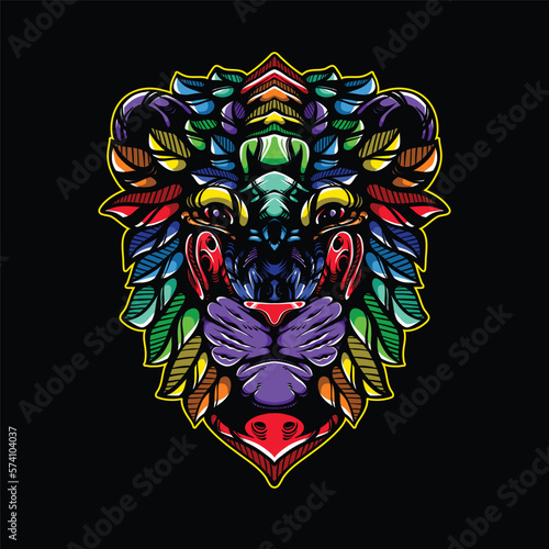 lolipop colorful decorative lion pattern mascot