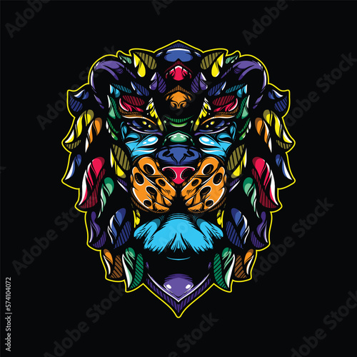 lolipop colorful decorative lion pattern mascot