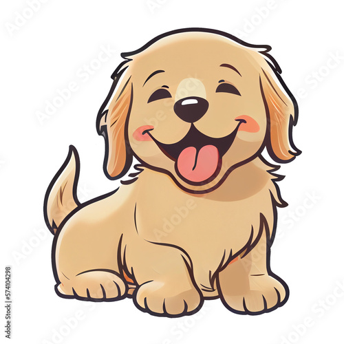 Cute and happy dog sticker Sticker, Ai Generated,