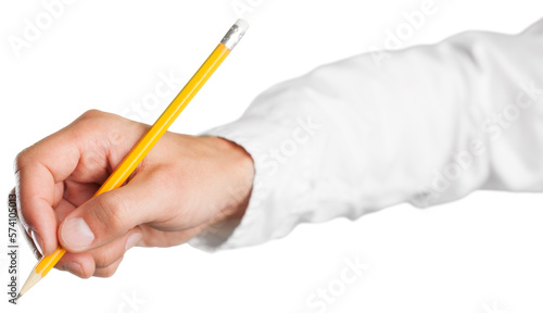 Businessman hand writing or drawing someshing