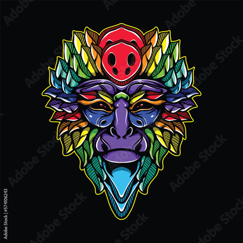 lolipop colorful decorative monkey pattern mascot
