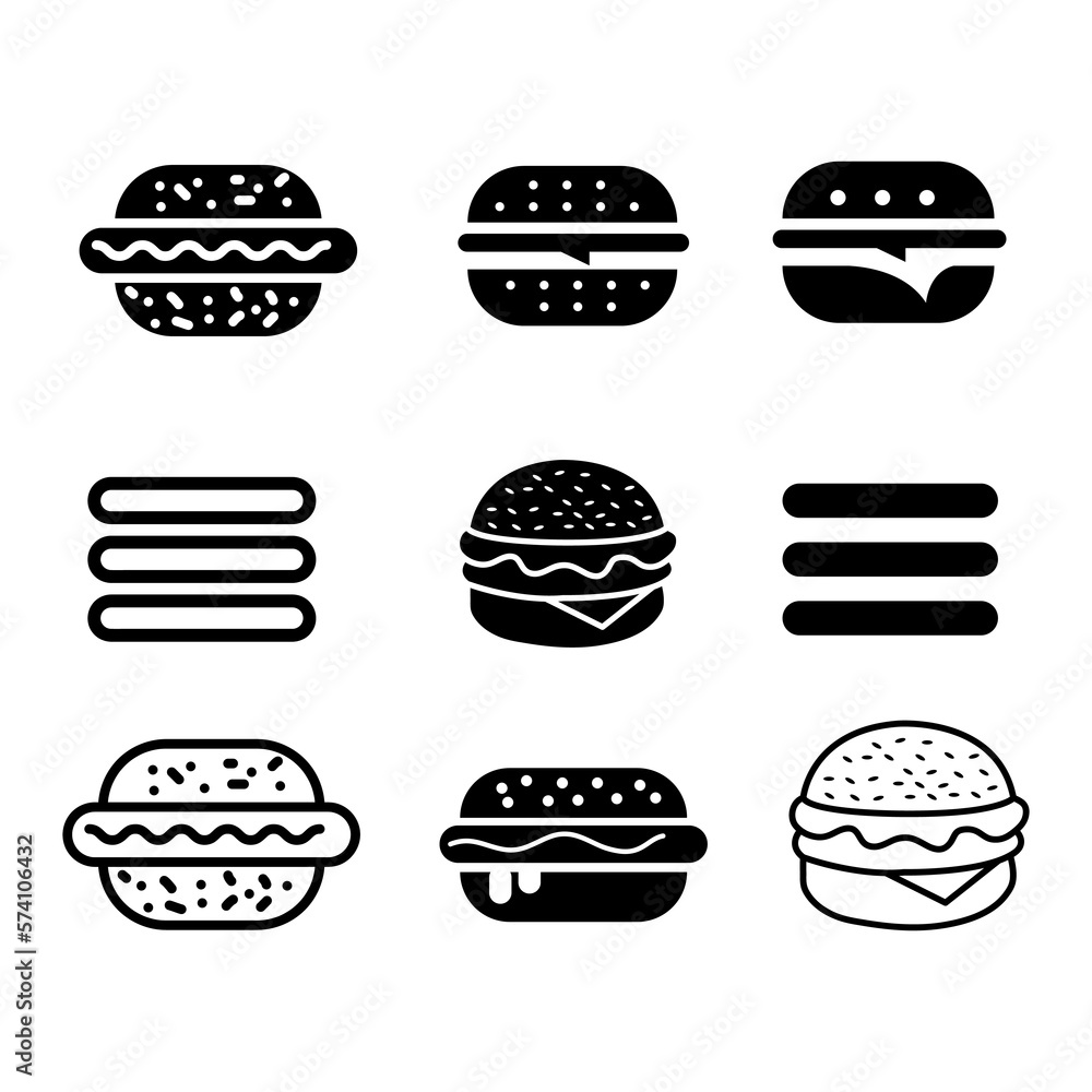 Hamburger icons set. Black on a white background.eps