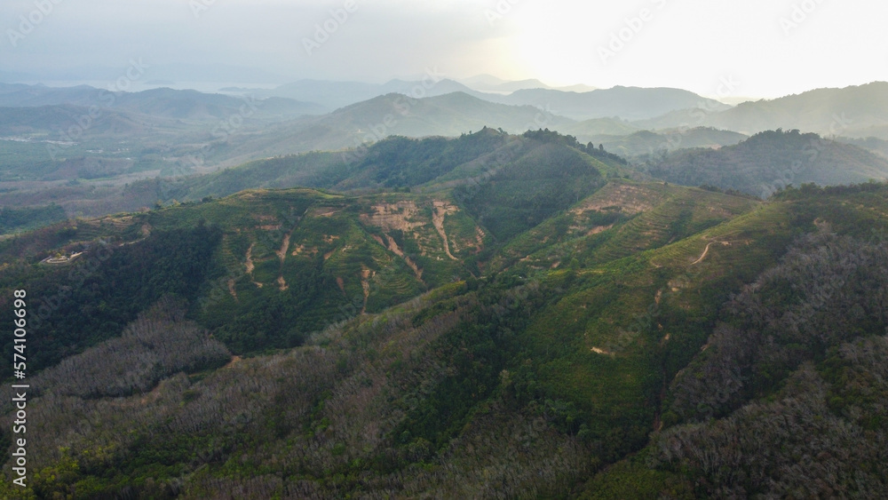 Phang Nga hills aerial view, Samet Nangshe viewpoint, Thailand.