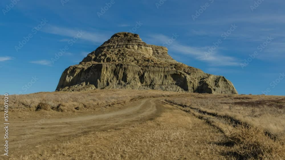 Rising shot of Castle Butte in south-east Saskatchewan, Canada Rising shot of Castle Butte in south-east Saskatchewan, Canada
