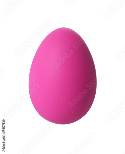 One pink Easter egg isolated on white