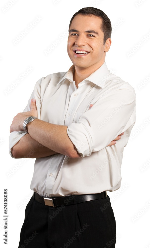 Confident businessman with crossed arms isolated on white Confident businessman with crossed arms isolated on white