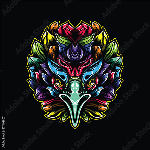 lolipop colorful decorative eagle pattern mascot