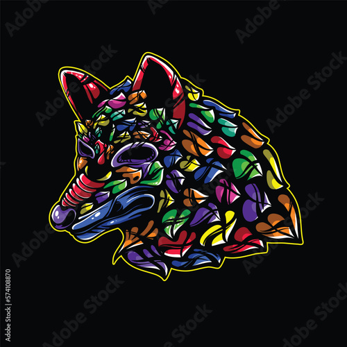 lolipop colorful decorative wolf pattern mascot