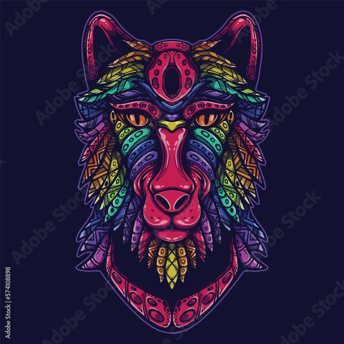 lolipop colorful decorative wolf pattern mascot
