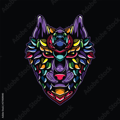lolipop colorful decorative wolf pattern mascot