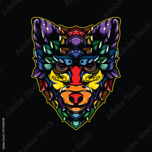 lolipop colorful decorative wolf pattern mascot