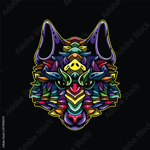 lolipop colorful decorative wolf pattern mascot