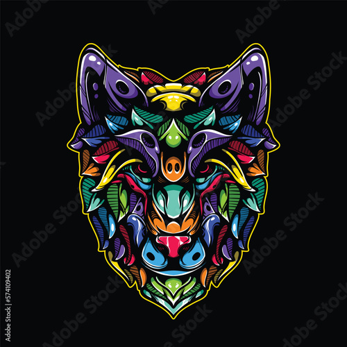 lolipop colorful decorative wolf pattern mascot