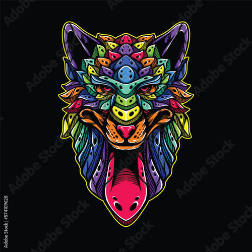 lolipop colorful decorative wolf pattern mascot