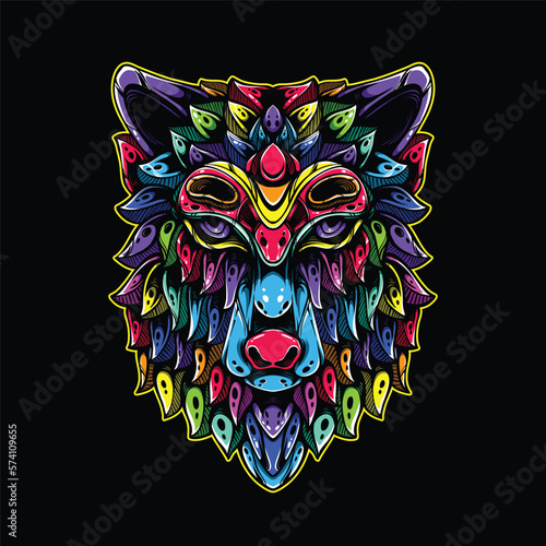 lolipop colorful decorative wolf pattern mascot