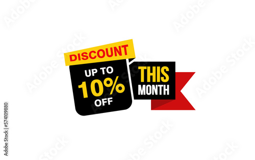 10 Percent THIS MONTH offer, clearance, promotion banner layout with sticker style. 