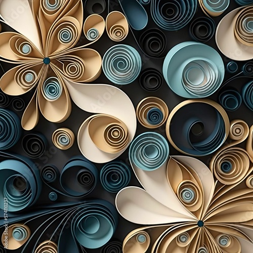10 Seamless Paper Abstract Quilling Patterns (2672655)