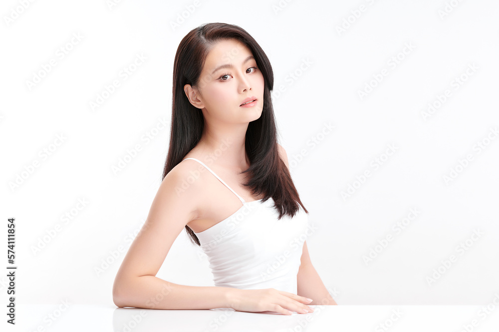Beautiful young asian woman with clean fresh skin on white background, Face care, Facial treatment, Cosmetology, beauty and spa, Asian women portrait. Beautiful young asian woman with clean fresh skin on white background, Face care, Facial treatment, Cosmetology, beauty and spa, Asian women portrait.