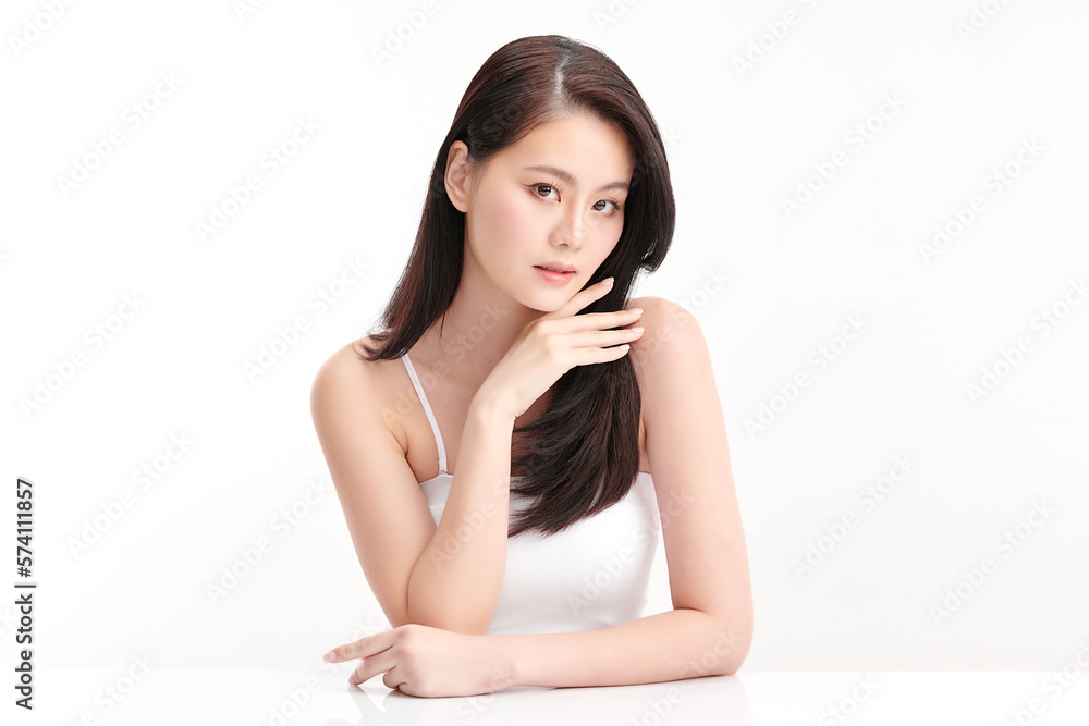 Beautiful young asian woman with clean fresh skin on white background, Face care, Facial treatment, Cosmetology, beauty and spa, Asian women portrait. Beautiful young asian woman with clean fresh skin on white background, Face care, Facial treatment, Cosmetology, beauty and spa, Asian women portrait.